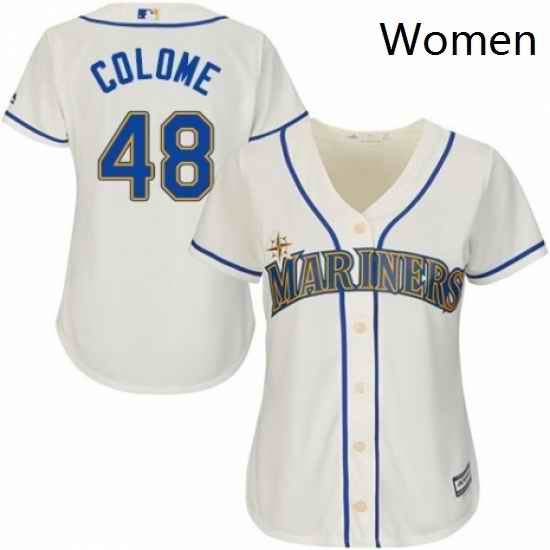 Womens Majestic Seattle Mariners 48 Alex Colome Authentic Cream Alternate Cool Base MLB Jersey
